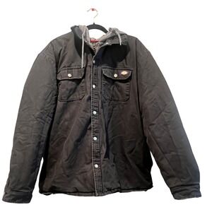 Dickies Canvas Jacket Mens 2XL Black Diamond Quilt Hooded WorkWear Hoodie